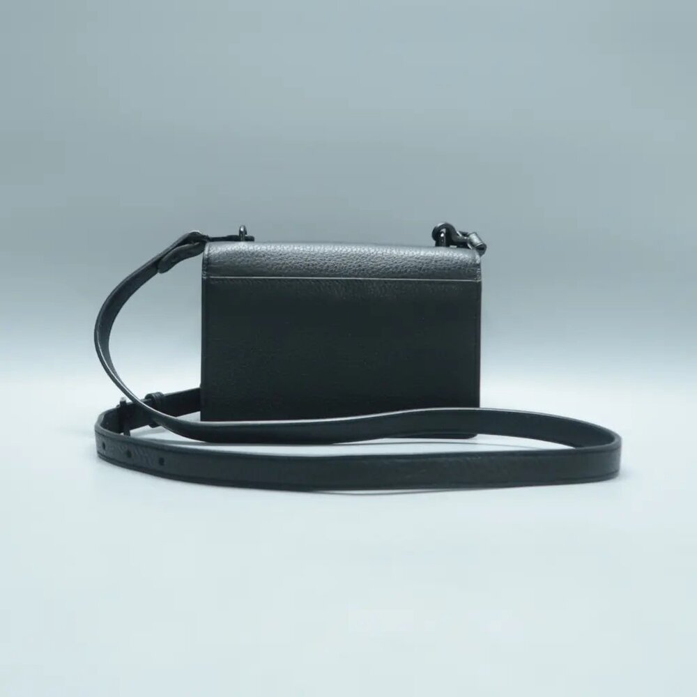 100% Authentic SAINT LAURENT Sunset Mini Black Leather Shoulder Bag 1294-101724 - Picture 2 of 12